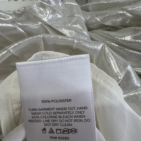 Express Metallic Pleated Off The Shoulder Balloon Sleeve Top XL - Picture 6 of 7